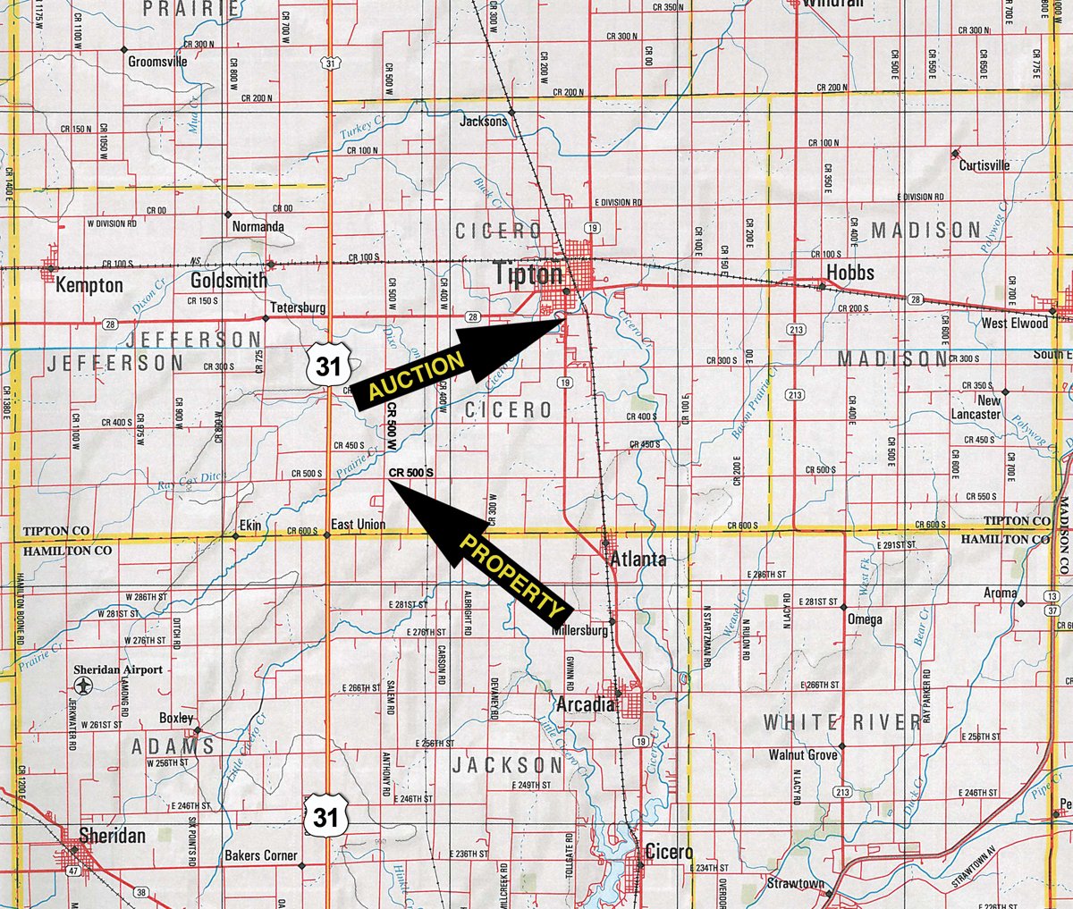 Area map - 66.9+/- Acres Offered in 2 Tracts - Mostly Tillable Farmland